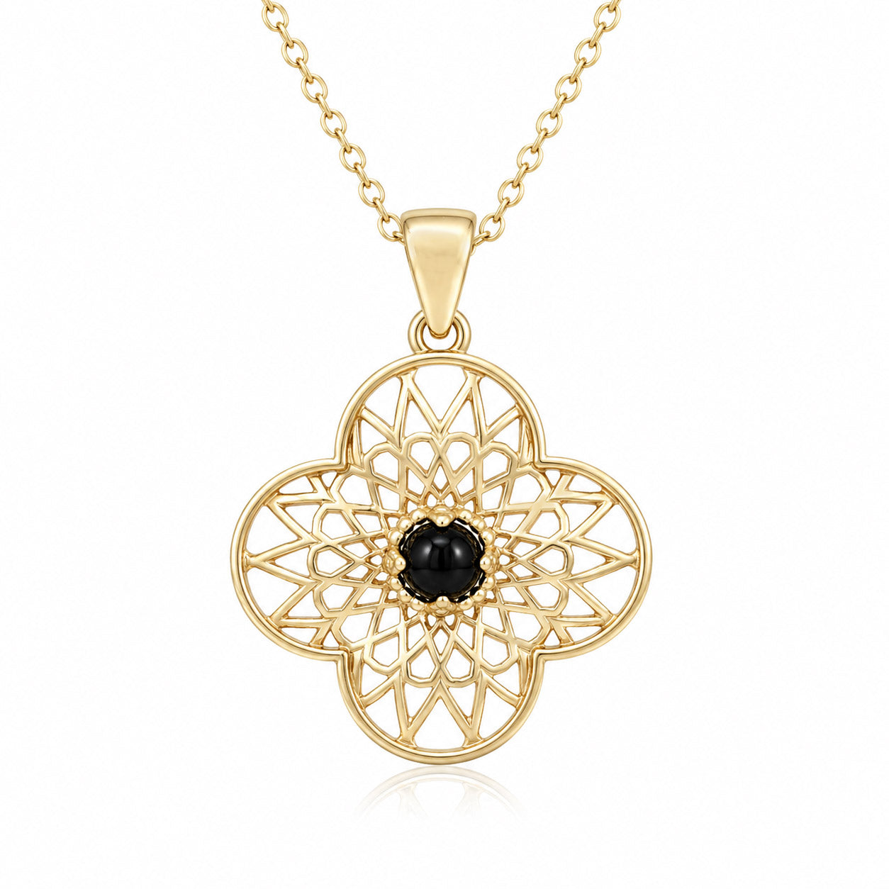 Black Onyx Filigree Pendant Statement