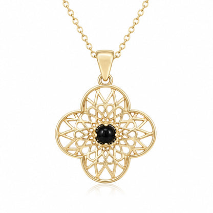 Black Onyx Filigree Pendant Statement