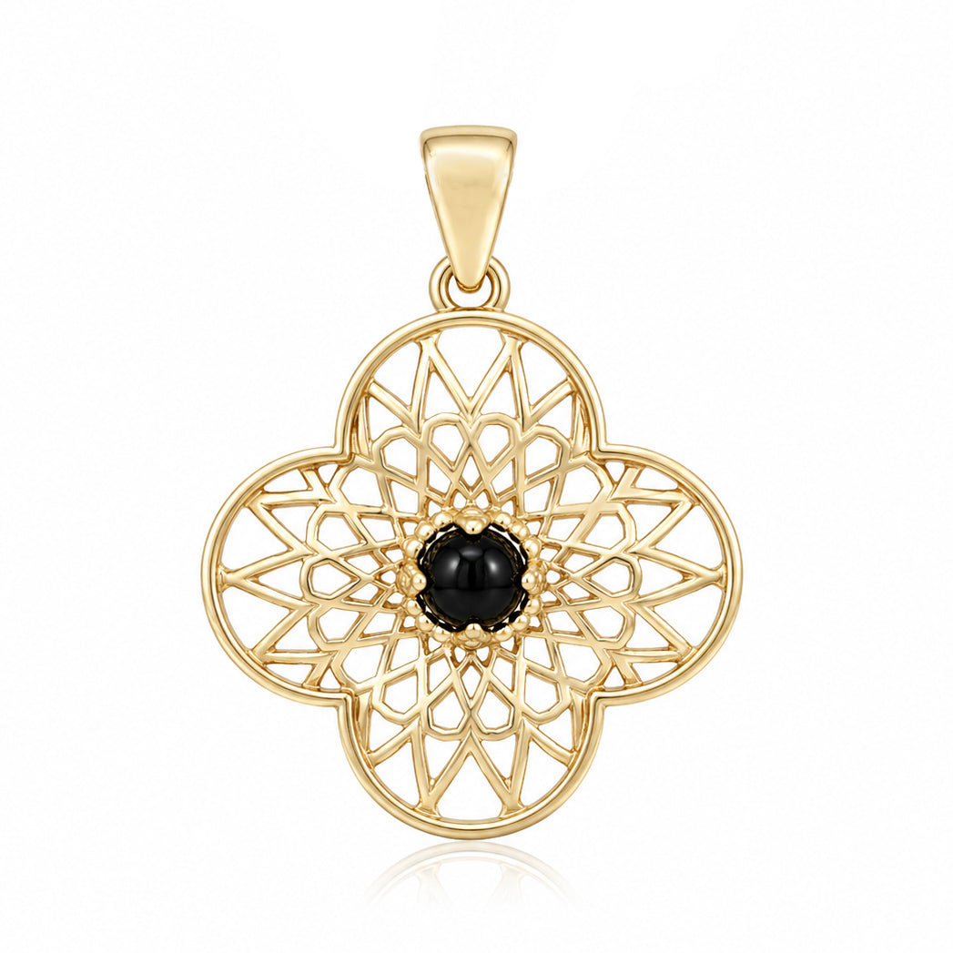 Black Onyx Filigree Pendant Statement