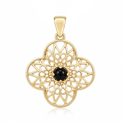 Black Onyx Filigree Pendant Statement