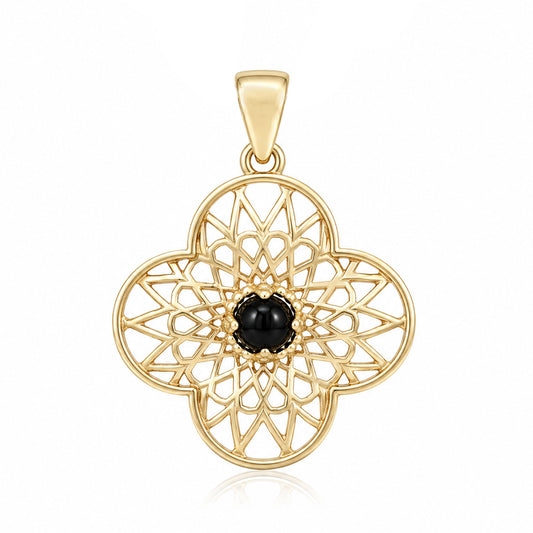 Black Onyx Filigree Pendant Statement