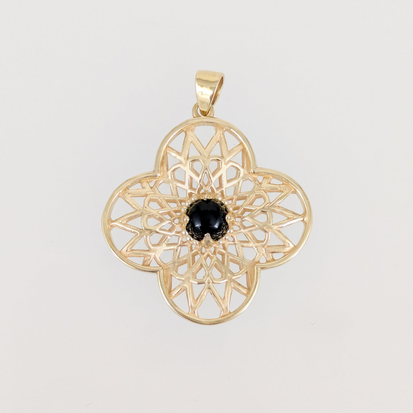 Black Onyx Filigree Pendant Statement