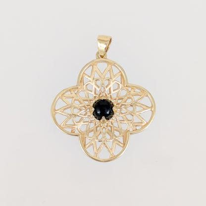 Black Onyx Filigree Pendant Statement