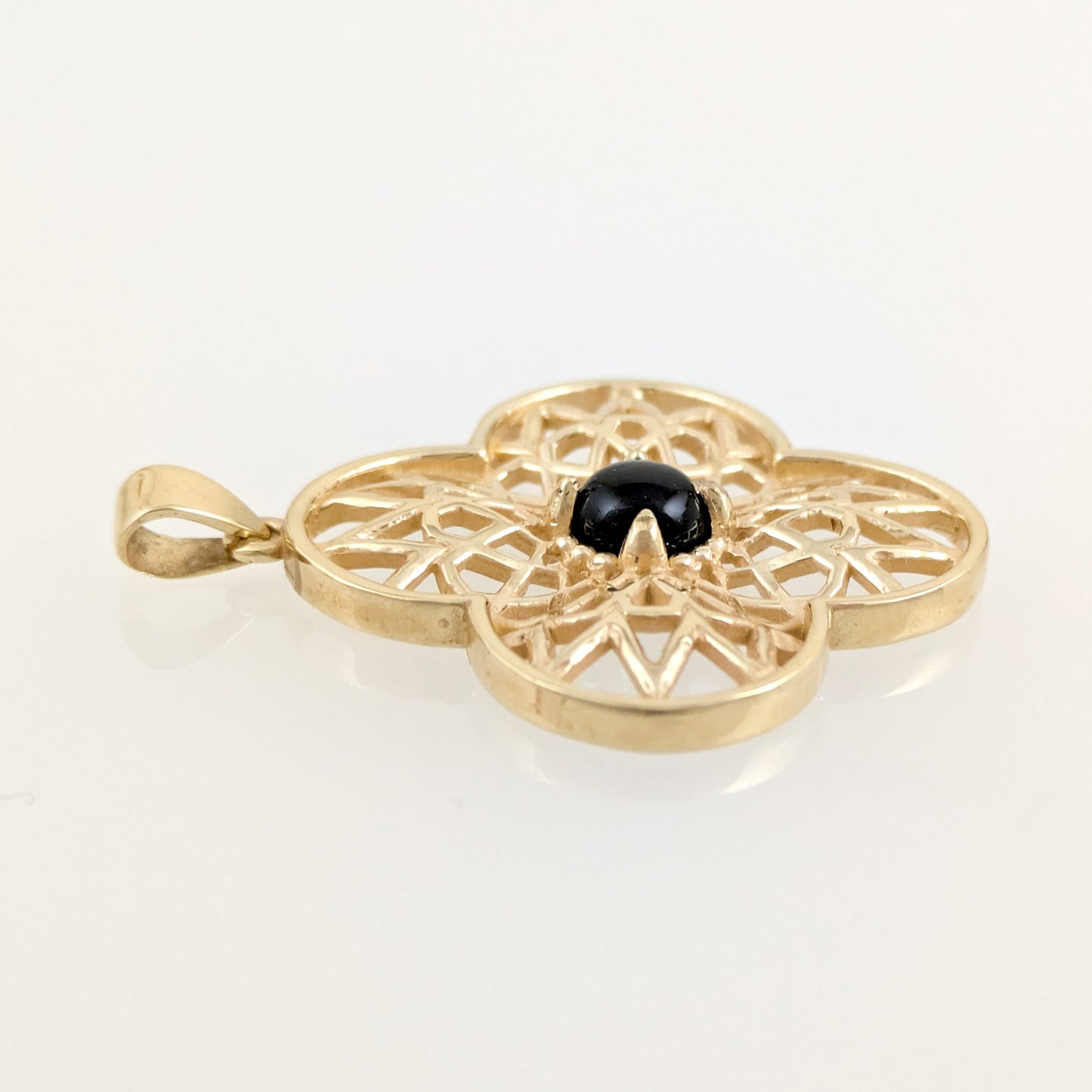 Black Onyx Filigree Pendant Statement