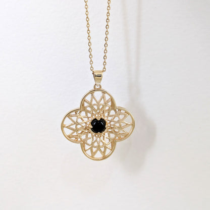 Black Onyx Filigree Pendant Statement