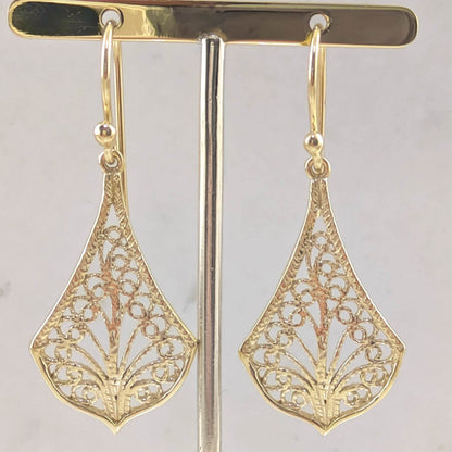 Elegant Filigree Drop Earrings with Nature-Inspired Design - TurkishBling