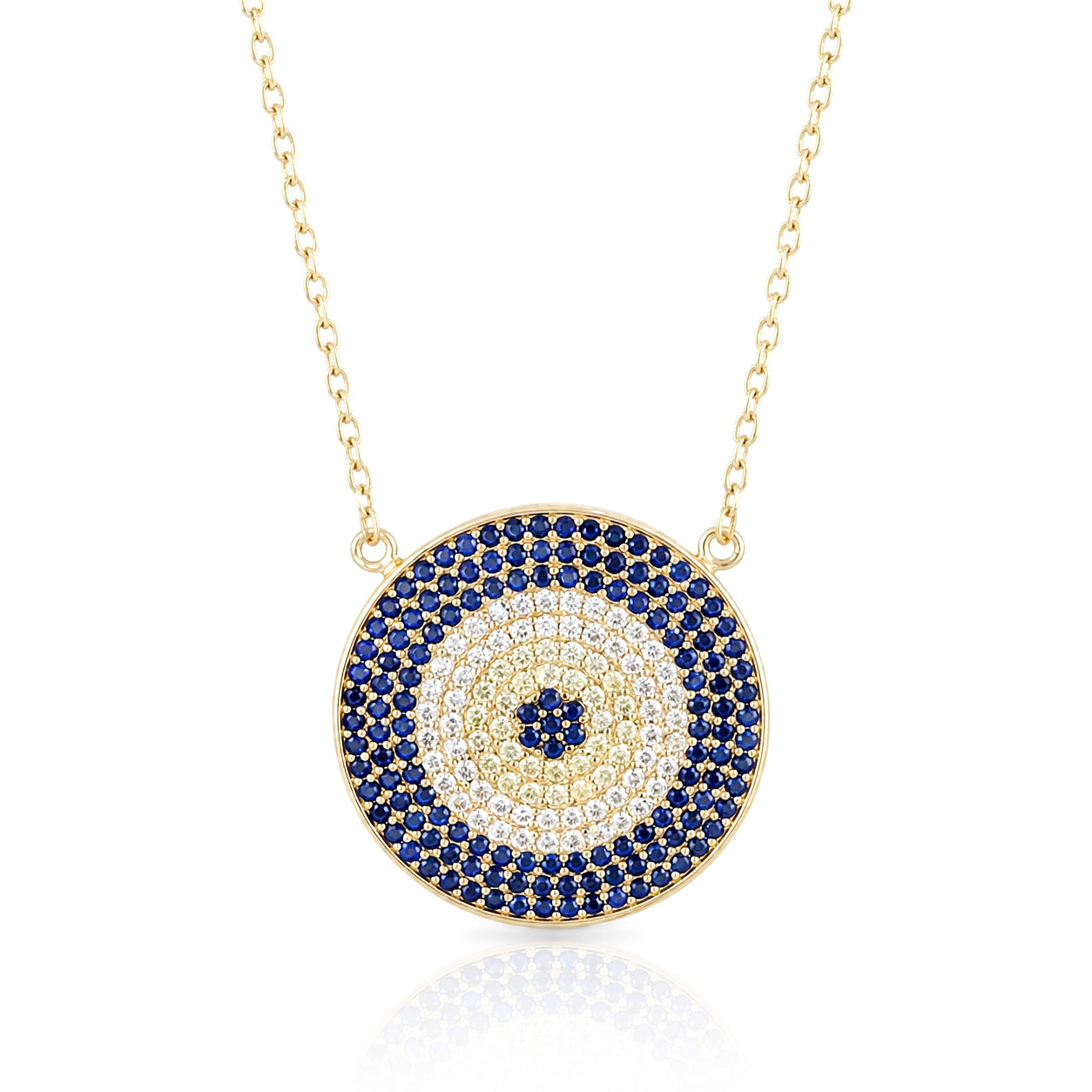 Evil Eye Crystal Disc Necklace Adjustable Pendant Necklace