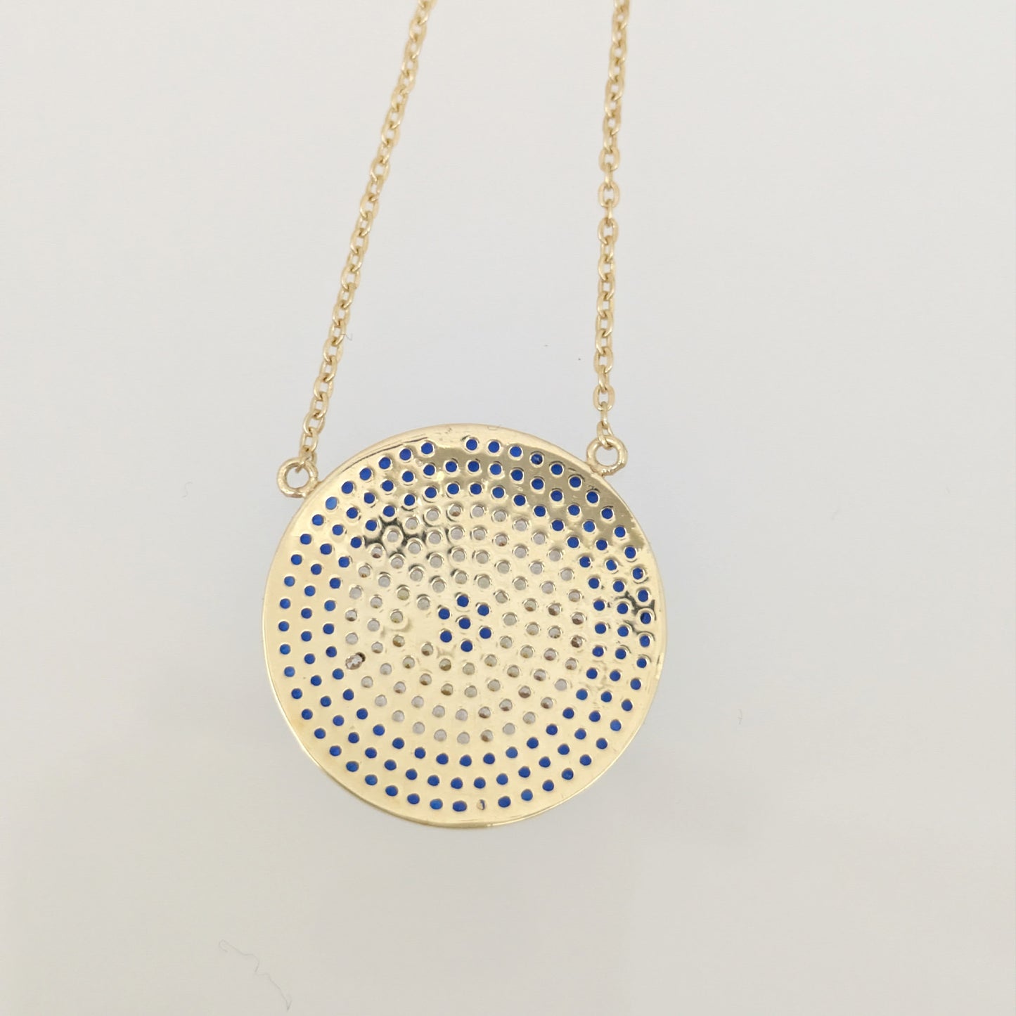 Evil Eye Crystal Disc Necklace Adjustable Pendant Necklace