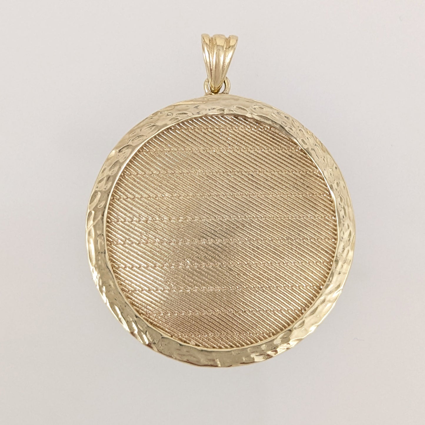 Gold Round Pendant Hammered Edge Disc Medallion Charm