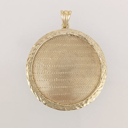 Gold Round Pendant Hammered Edge Disc Medallion Charm