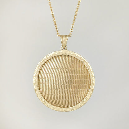 Gold Round Pendant Hammered Edge Disc Medallion Charm