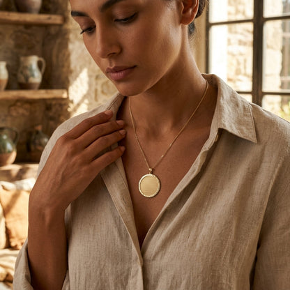 Round Pendant Hammered Edge Disc Medallion