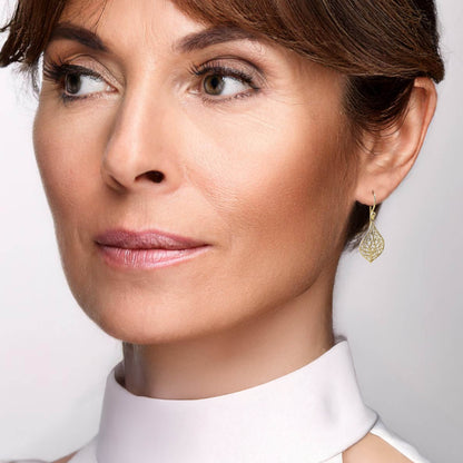 Delicate Filigree Leaf Drop Earrings – Lightweight and Elegant - TurkishBling