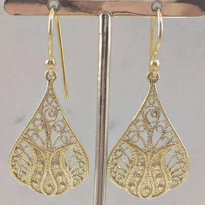 Filigree Teardrop Earrings – Lightweight and Elegant - TurkishBling