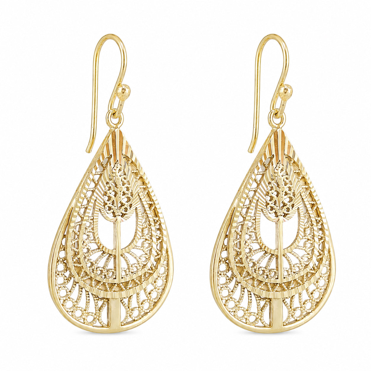 Teardrop Filigree Drop Earrings