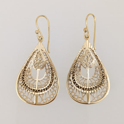 Teardrop Filigree Drop Earrings