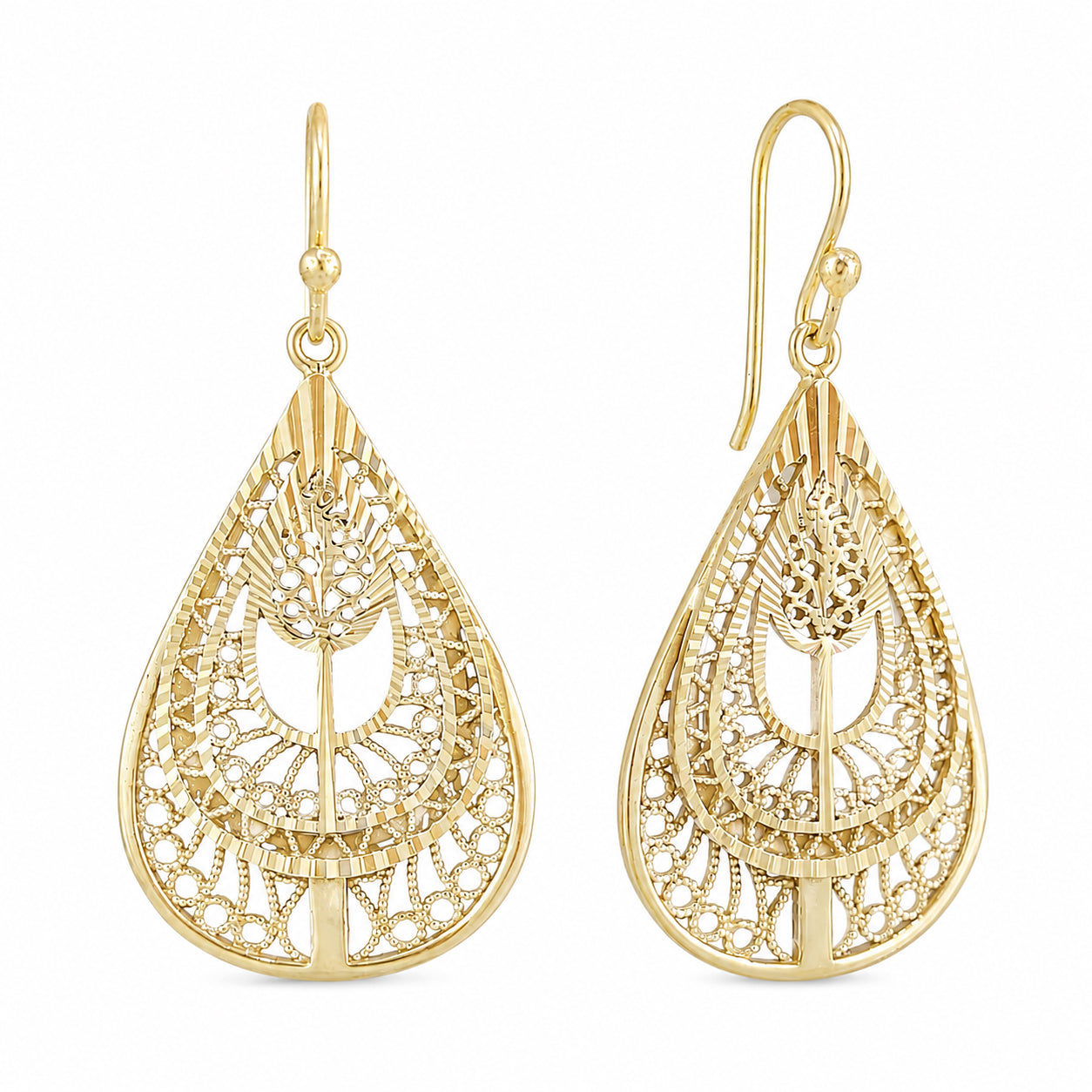 Teardrop Filigree Drop Earrings