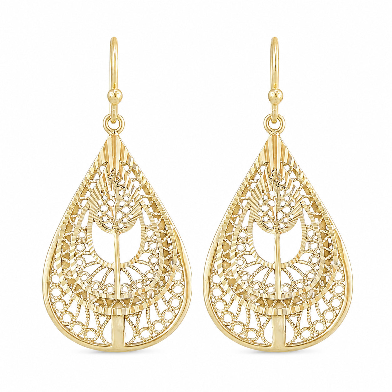 Teardrop Filigree Drop Earrings