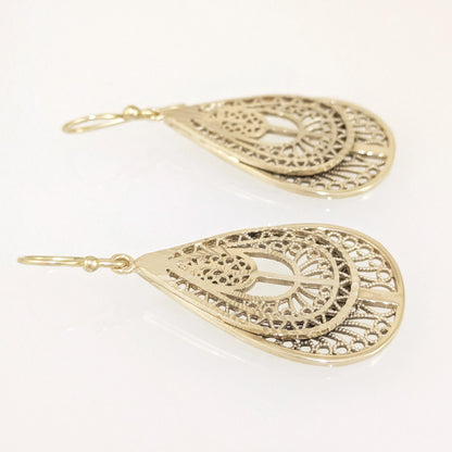 Teardrop Filigree Drop Earrings