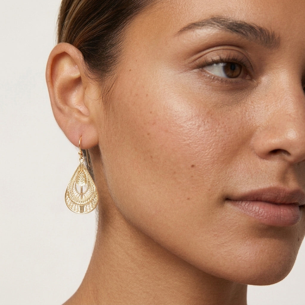 Teardrop Filigree Drop Earrings