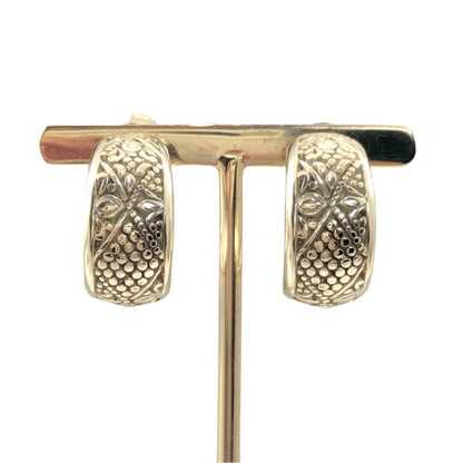 Etruscan J Hoop Earrings with Milgrain Detailing -Byzantine Design - TurkishBling