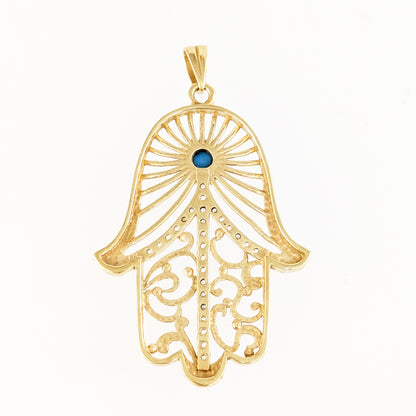 Hamsa Pendant with Evil Eye and Crystal Filigree