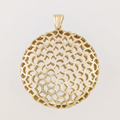 Ornate Round Openwork Pendant with Geometric Pattern