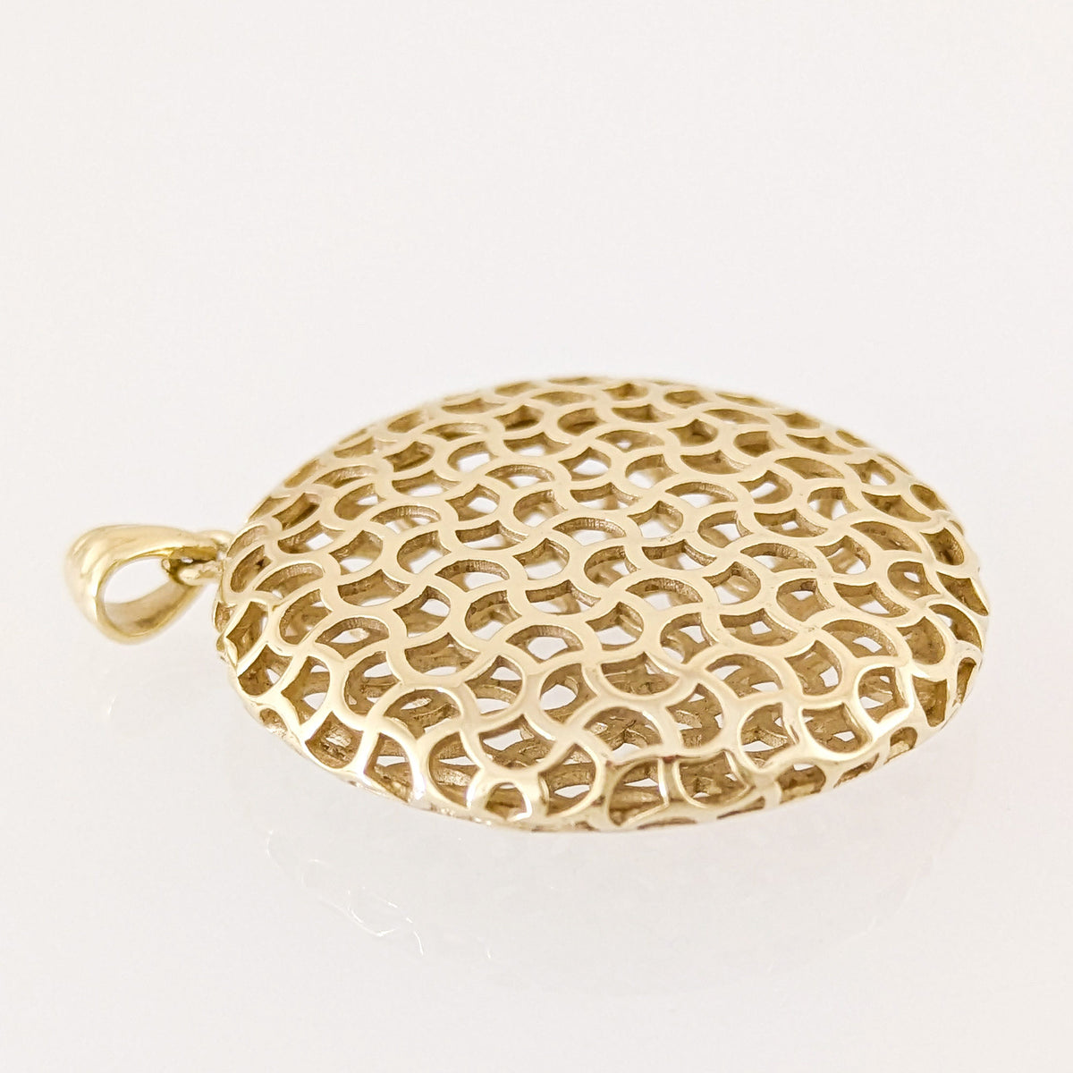Ornate Round Openwork Pendant with Geometric Pattern