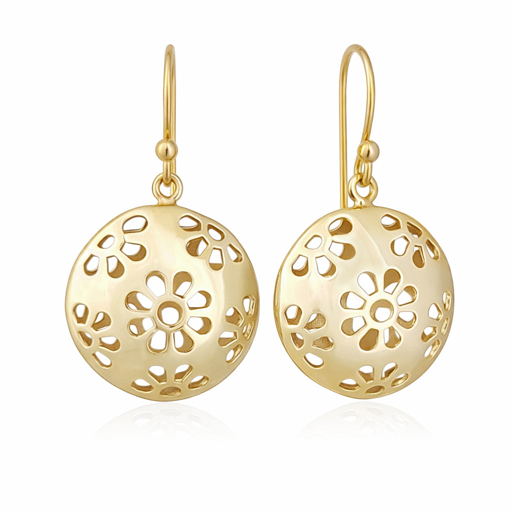 Floral Cutout Disc Drop Earrings