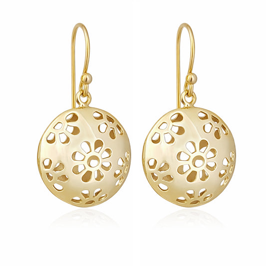 Floral Cutout Disc Drop Earrings