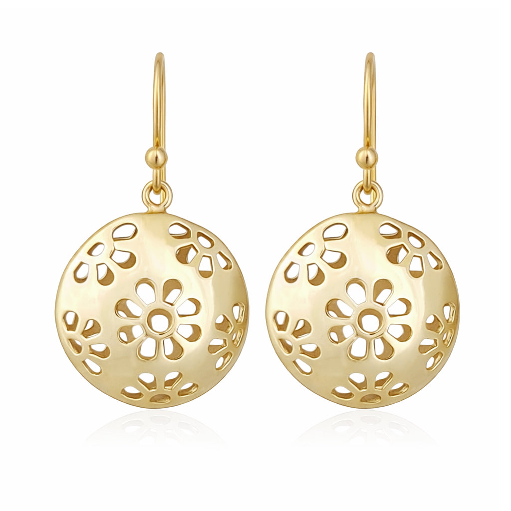 Floral Cutout Disc Drop Earrings
