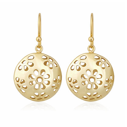 Floral Cutout Disc Drop Earrings