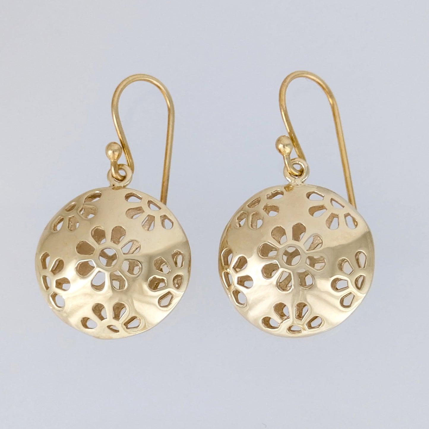 Floral Cutout Disc Drop Earrings