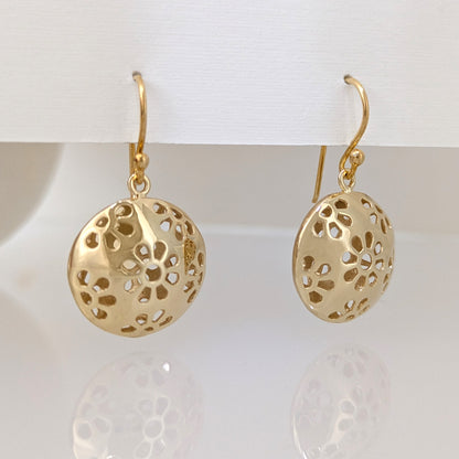 Floral Cutout Disc Drop Earrings