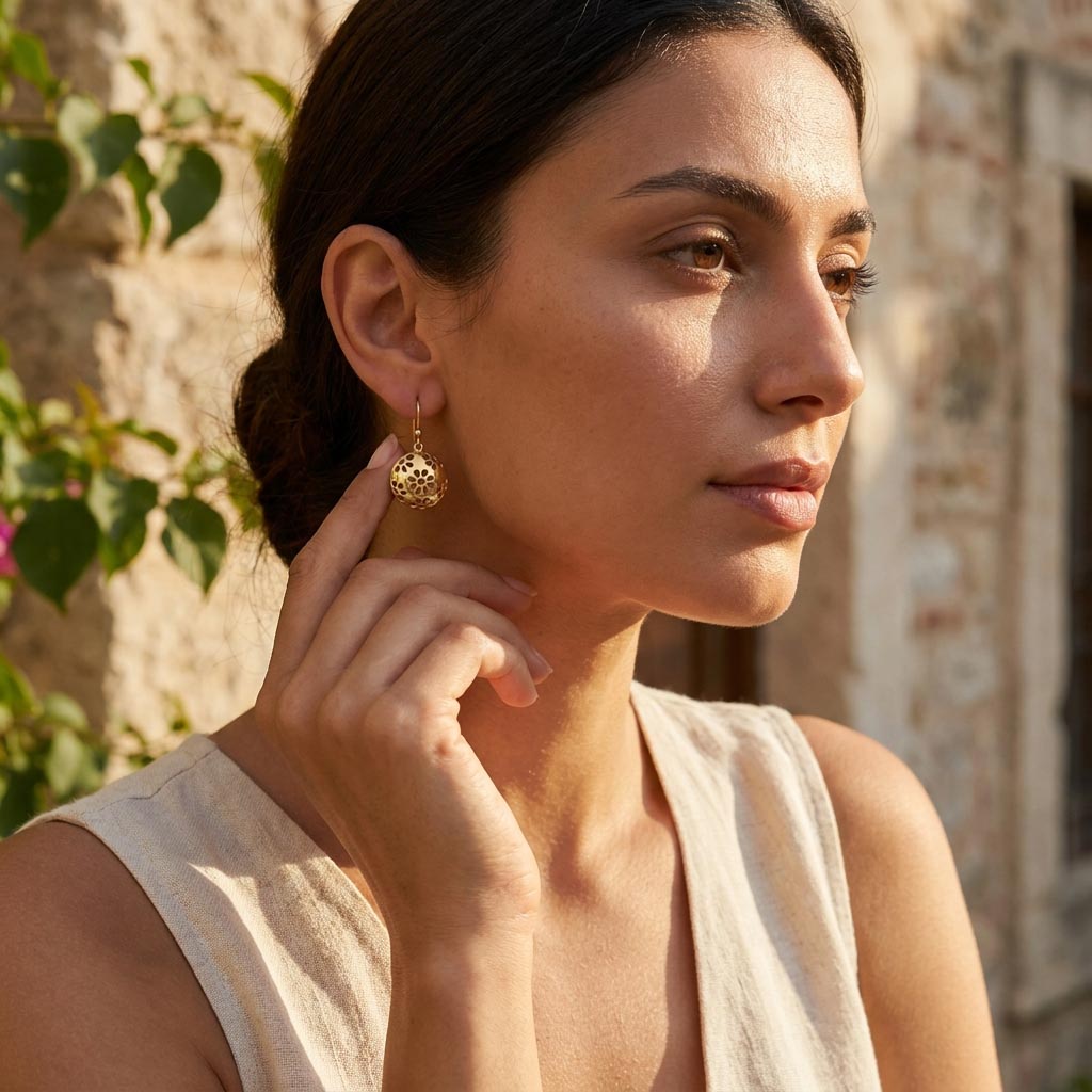 Floral Cutout Disc Drop Earrings
