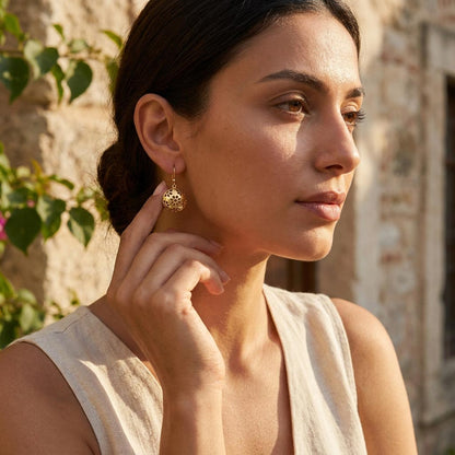 Floral Cutout Disc Drop Earrings