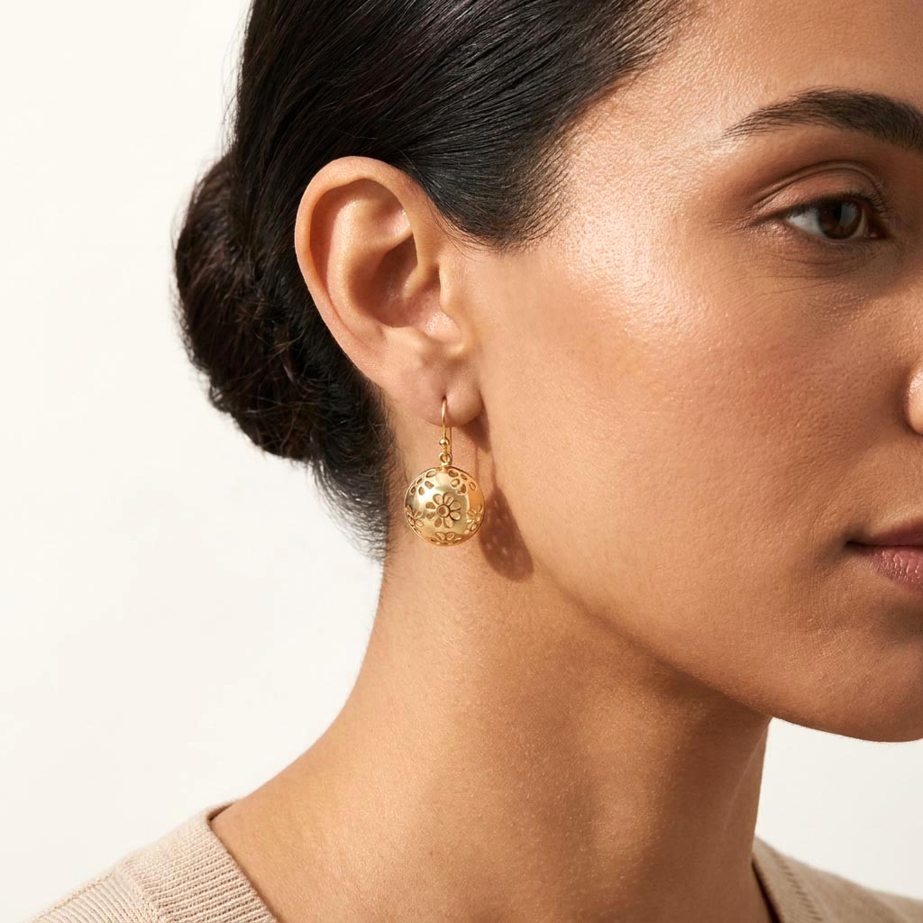 Floral Cutout Disc Drop Earrings