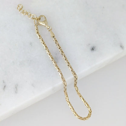 Classic Byzantine Anklet for Everyday Wear 18k Gold over Sterling Silver