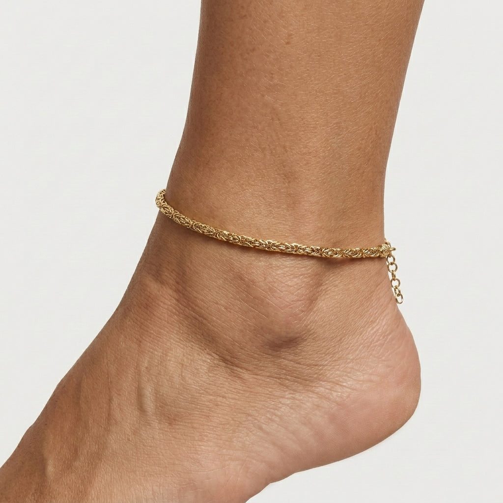 Classic Gold Byzantine Anklet for Everyday Wear