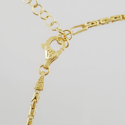 Timeless Gold Byzantine Chain Necklace, 18k Gold Over Sterling Silver, Available in 18in, 24in, 30in with 2in Extender - TurkishBling