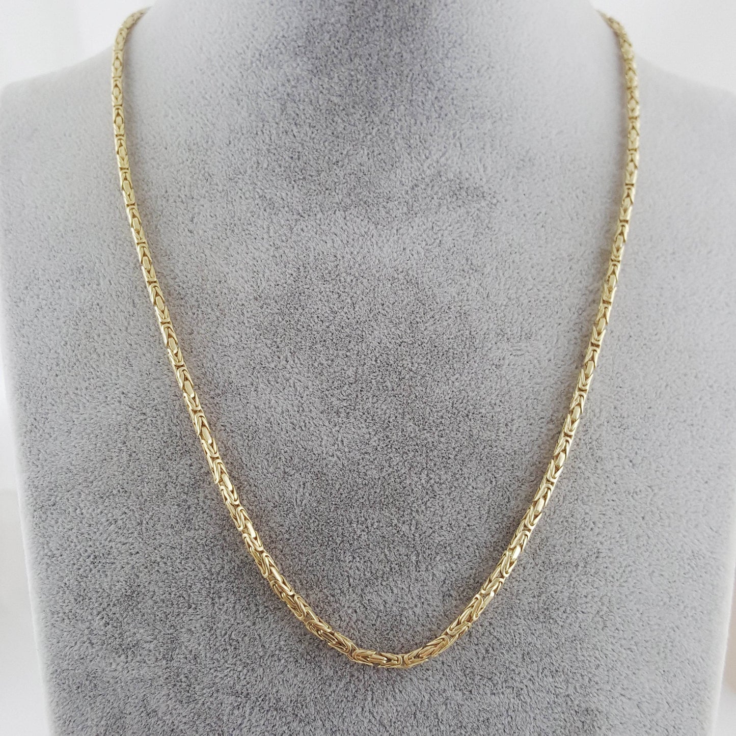 Timeless Gold Byzantine Chain Necklace, 18k Gold Over Sterling Silver, Available in 18in, 24in, 30in with 2in Extender