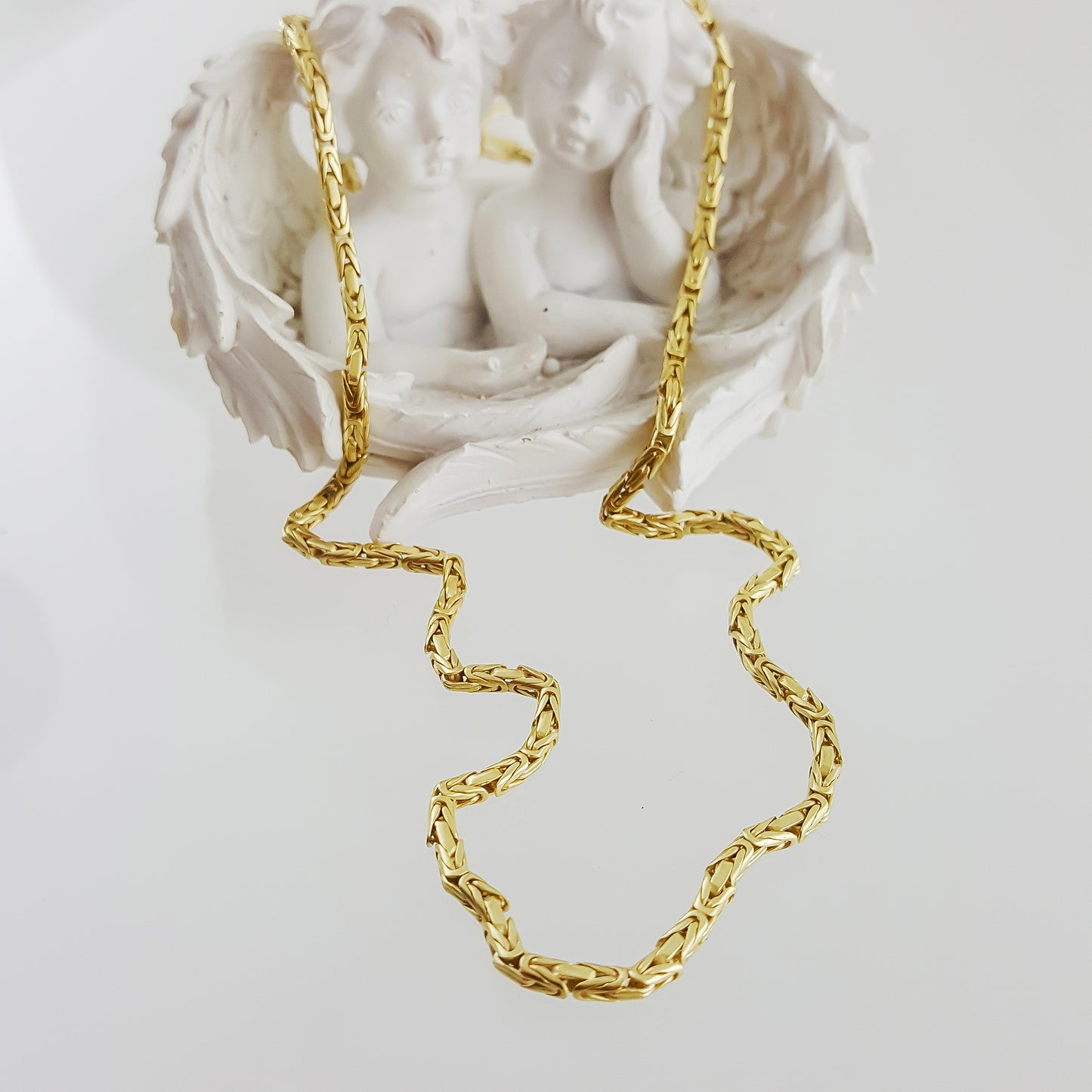 Timeless Gold Byzantine Chain Necklace, 18k Gold Over Sterling Silver, Available in 18in, 24in, 30in with 2in Extender