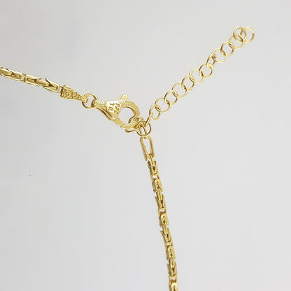 Timeless Gold Byzantine Chain Necklace, 18k Gold Over Sterling Silver, Available in 18in, 24in, 30in with 2in Extender - TurkishBling