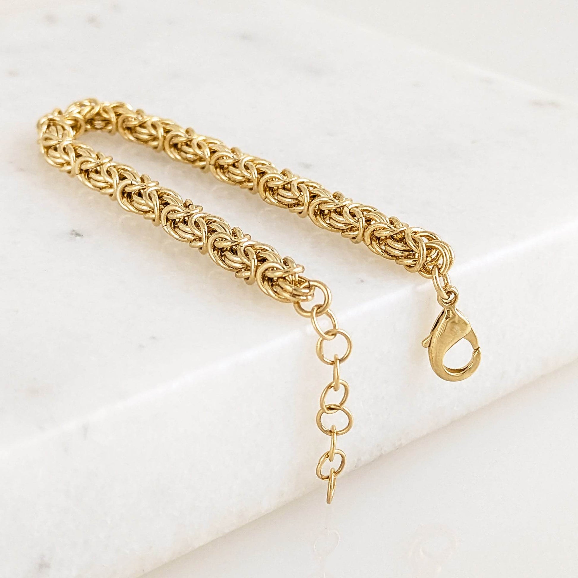 Gold Byzantine Chain Bracelet – Artisan Design, Statement Gold Jewelry with Adjustable Length - TurkishBling