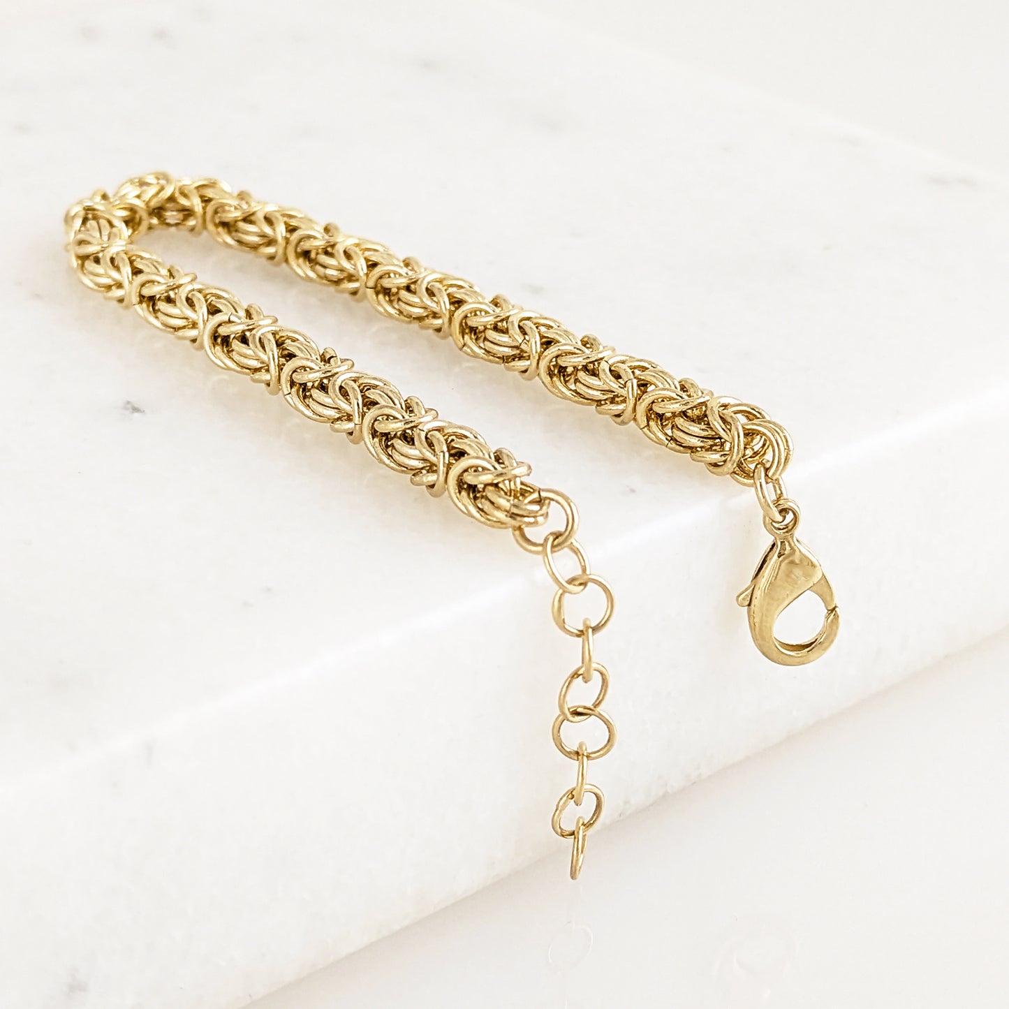 Gold Byzantine Chain Bracelet – Artisan Design, Statement Gold Jewelry with Adjustable Length