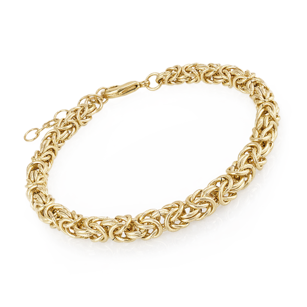 Gold Byzantine Chain Bracelet – Artisan Design, Statement Gold Jewelry with Adjustable Length