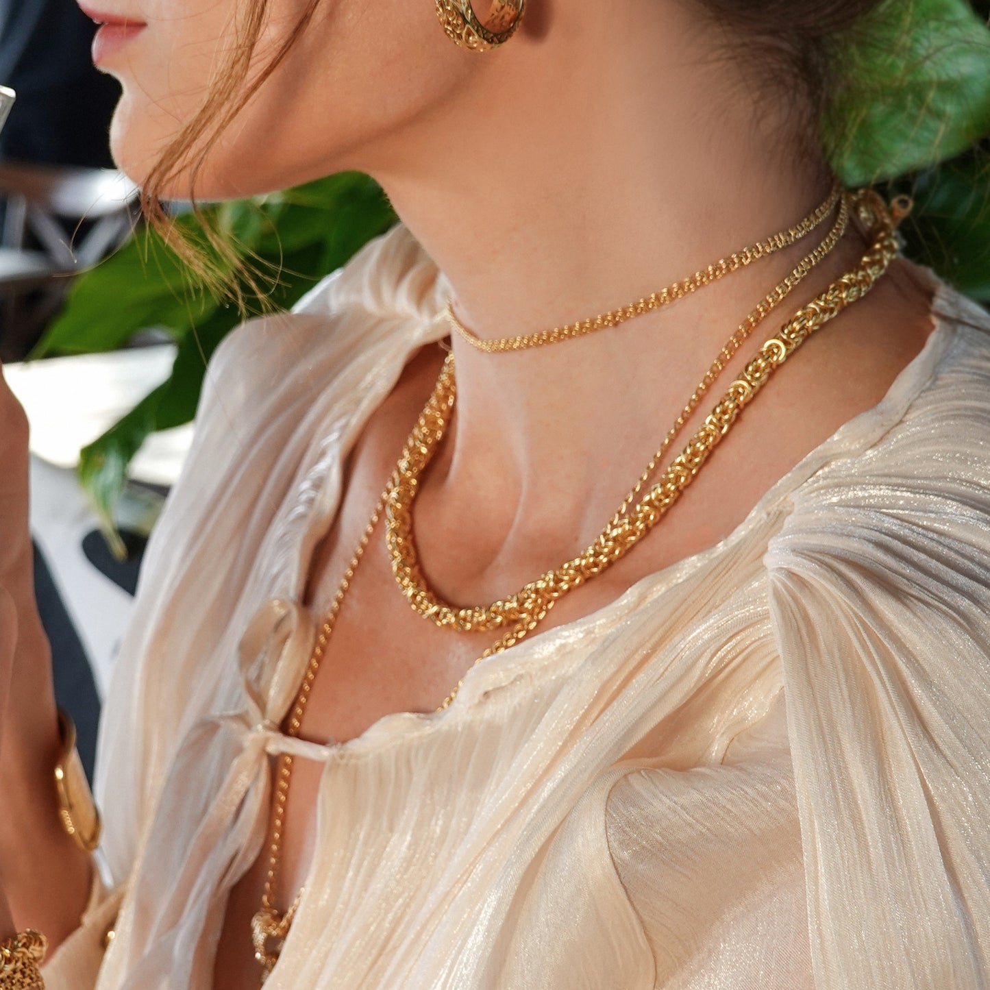 Timeless Classic Byzantine Link Chain Necklace with Black Onyx Toggle Clasp -5.5mm