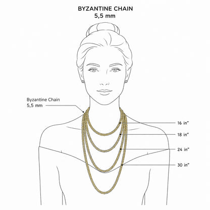 Timeless Classic Byzantine Link Chain Necklace with Black Onyx Toggle Clasp -5.5mm