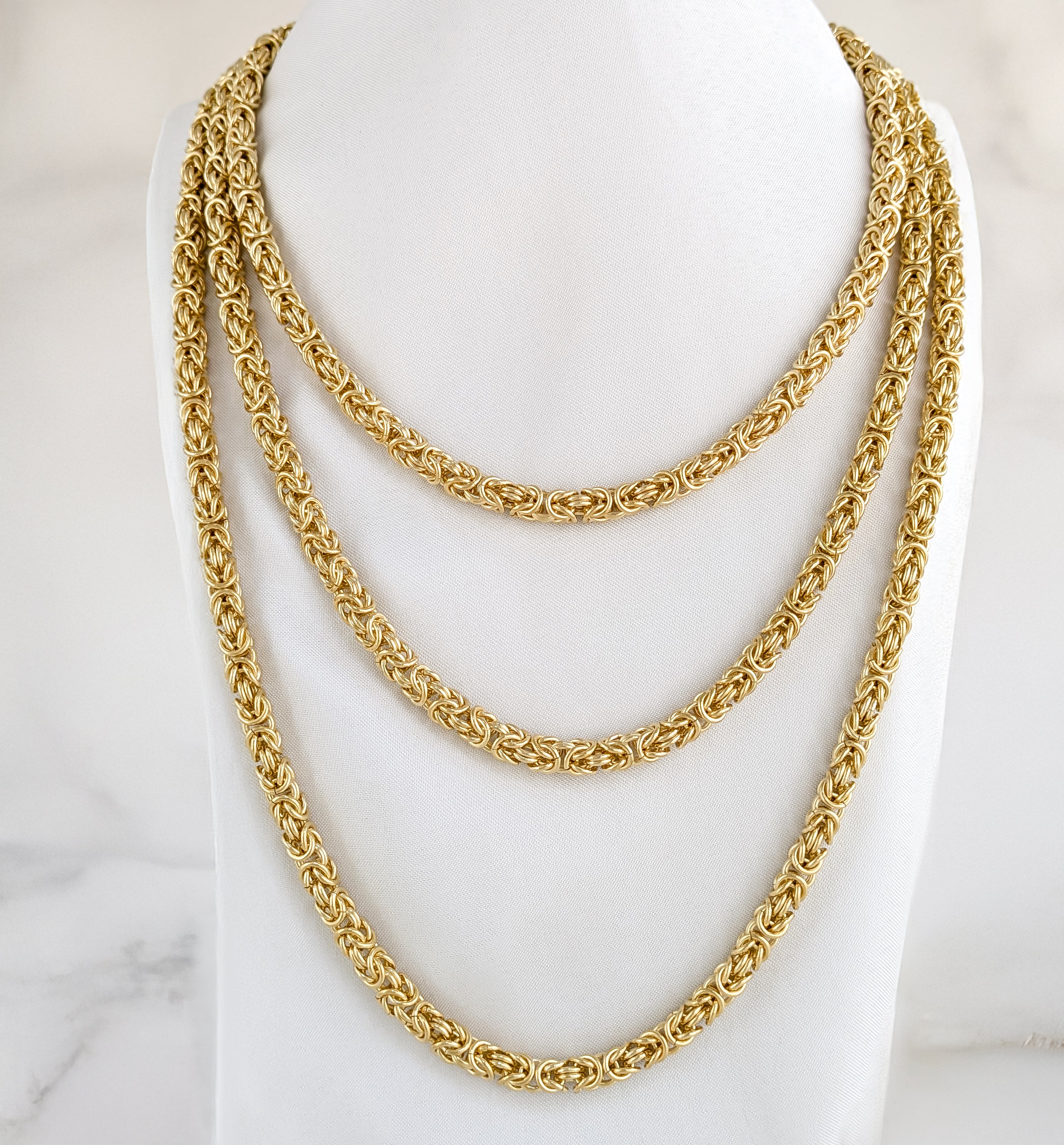 Timeless Classic Byzantine Link Chain Necklace with Black Onyx Toggle