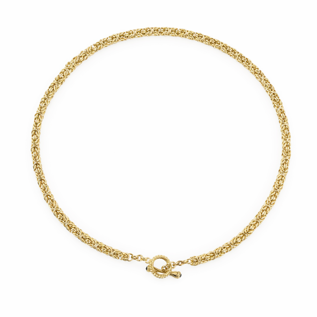 Timeless Classic Byzantine Link Chain Necklace with Black Onyx Toggle Clasp -5.5mm
